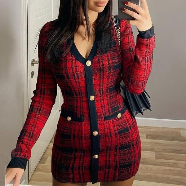 women red plaid printed buttons v-neck long sleeve plunge wrap bodycon mini dress, Black;gray
women red plaid printed buttons v-neck long sleeve plunge wrap bodycon mini dress, Black;gray