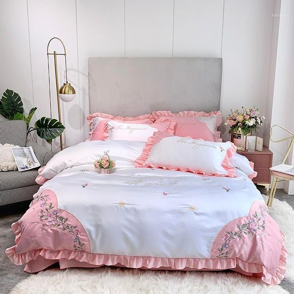 pearl white bedding set washed silk bed embroidery bedding ruffle bed set sheet king size linen duvet cover1
pearl white bedding set washed silk bed embroidery bedding ruffle bed set sheet king size linen duvet cover1