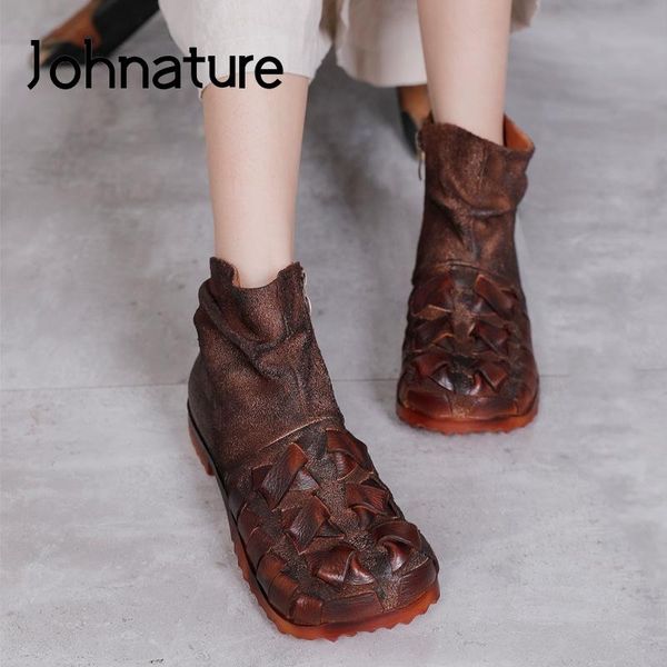 boots johnature ankle platform genuine leather women shoes 2021 round toe zip flat with sewing handmade weave, Black
boots johnature ankle platform genuine leather women shoes 2021 round toe zip flat with sewing handmade weave, Black