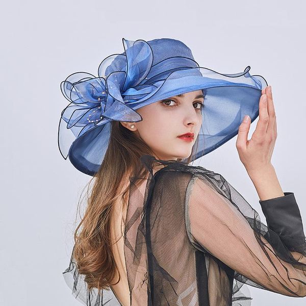 wide brim hats elegant women's mesh fedoras female lady sea beach ladies flowers summer folded french style sun cap, Blue;gray
wide brim hats elegant women's mesh fedoras female lady sea beach ladies flowers summer folded french style sun cap, Blue;gray