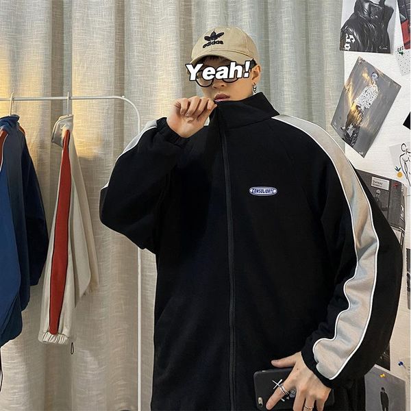 spring autumn men jackets ins fashion korean version of the trend of loose color matching sports collar sweater boys hong kong wind coats, Black;brown
spring autumn men jackets ins fashion korean version of the trend of loose color matching sports collar sweater boys hong kong wind coats, Black;brown
