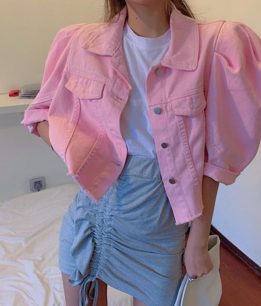 women denim jacket summer autumn short jeans coat casual korea style streetwear female puff sleeve jeans coat, Black;brown
women denim jacket summer autumn short jeans coat casual korea style streetwear female puff sleeve jeans coat, Black;brown