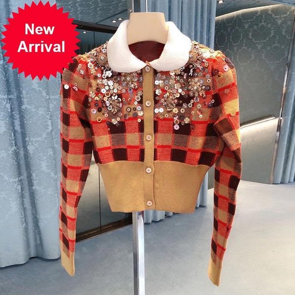 autumn 2021 new new heavy industry luxury cardigan sweater plaid female temperament beading doll collar jacket ellf, White;black
autumn 2021 new new heavy industry luxury cardigan sweater plaid female temperament beading doll collar jacket ellf, White;black