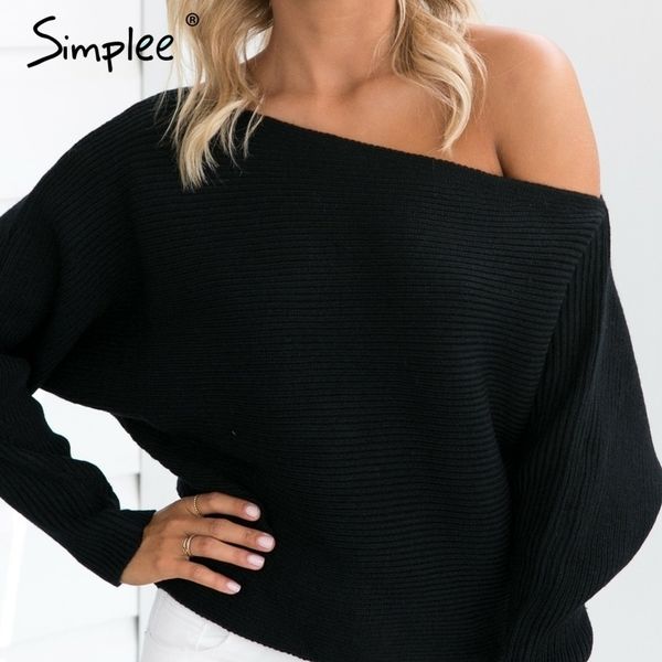 simplee off shoulder elastic knitting pullover female bat long sleeve knitted sweater women fashion jumper pull knit shirt y200720, White;black
simplee off shoulder elastic knitting pullover female bat long sleeve knitted sweater women fashion jumper pull knit shirt y200720, White;black