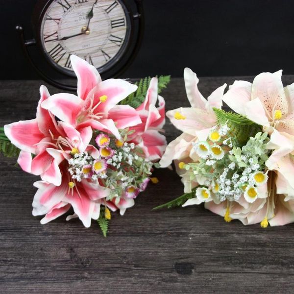 decorative flowers & wreaths artificial silk lily daisy baby's breath holding flower bouquet home furnishing wedding decoration
decorative flowers & wreaths artificial silk lily daisy baby's breath holding flower bouquet home furnishing wedding decoration