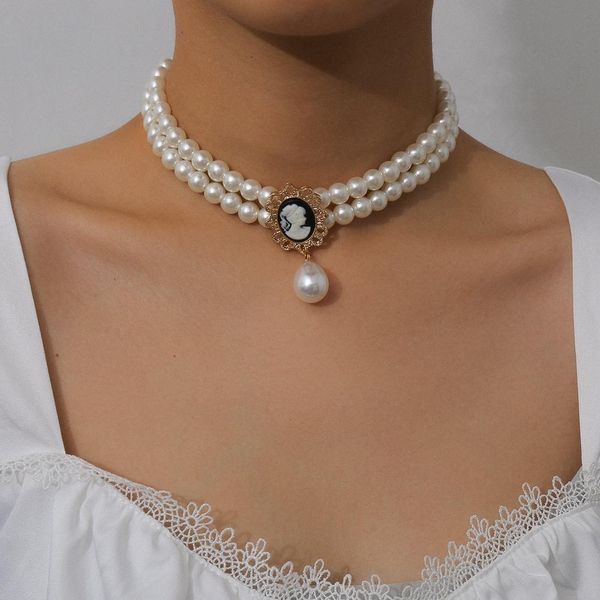 elegant multi-layered imitation pearls, women's black punk crystal bora's necklaces, festival, Silver
elegant multi-layered imitation pearls, women's black punk crystal bora's necklaces, festival, Silver