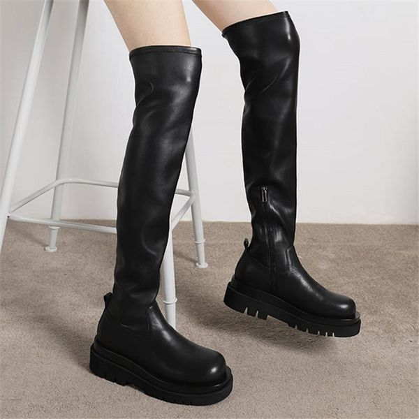 genuine leather women thigh high boots stretch leather sock boots slim fit platform botas mujer autumn over the knee boot, Black
genuine leather women thigh high boots stretch leather sock boots slim fit platform botas mujer autumn over the knee boot, Black