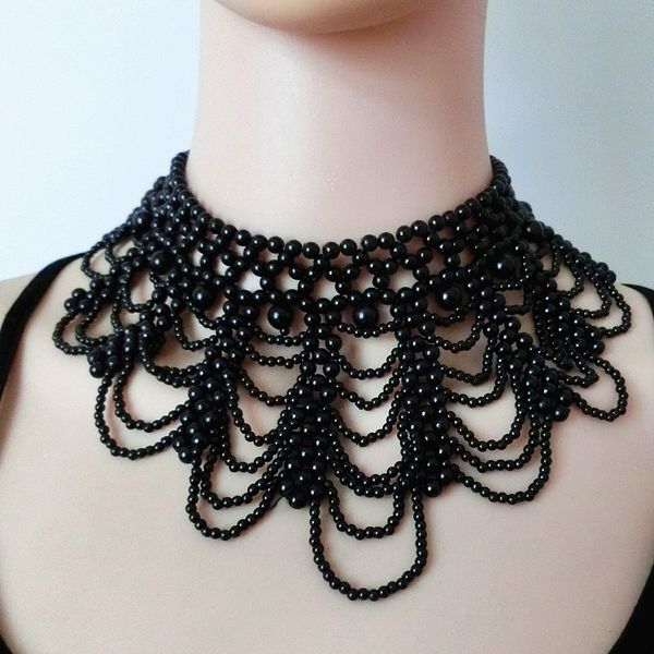 women collar for detachable novelty pearl fake collars beaded black white color lady dress accessories waq7, Black;gray
women collar for detachable novelty pearl fake collars beaded black white color lady dress accessories waq7, Black;gray