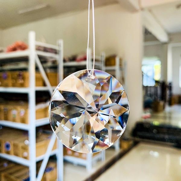 45mm round clear crystal prisms flower suncatcher pendants hanging for chandelier parts diy home wedding decor accessories h bbysmp 
45mm round clear crystal prisms flower suncatcher pendants hanging for chandelier parts diy home wedding decor accessories h bbysmp