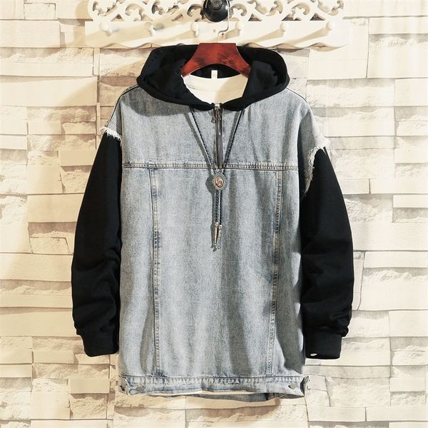 spring 2021 male and new fall denim seam hooded hoodie jacket young student men's clothes m-3xl rxdl, Black
spring 2021 male and new fall denim seam hooded hoodie jacket young student men's clothes m-3xl rxdl, Black
