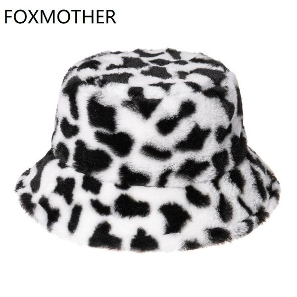 wide brim hats foxmother fashion black white soft warm faux fur cow print fishing cap gorros bucket for women winter caps, Blue;gray
wide brim hats foxmother fashion black white soft warm faux fur cow print fishing cap gorros bucket for women winter caps, Blue;gray
