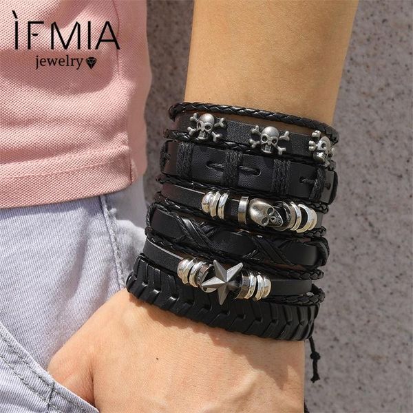 charm bracelets fashion 6pcs set gothic punk skull star metal multilayer leather bracelet men & bangles male arm jewelry 2021 accessor, Golden;silver
charm bracelets fashion 6pcs set gothic punk skull star metal multilayer leather bracelet men & bangles male arm jewelry 2021 accessor, Golden;silver