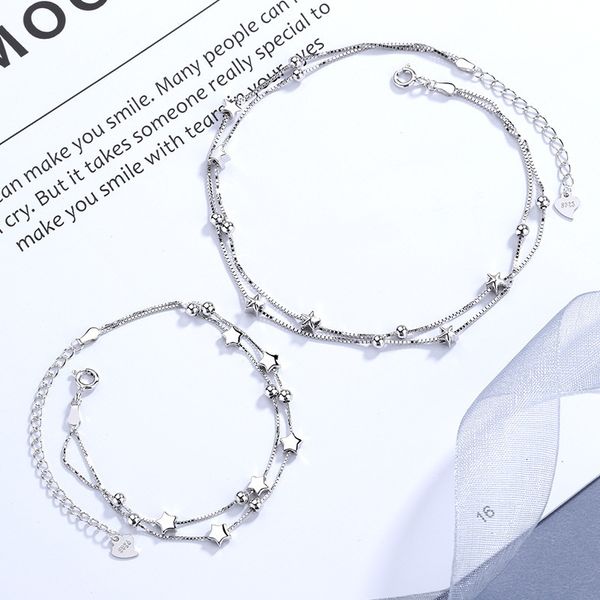 s925 sterling silver round bead bracelet women's korean version simple five pointed double versatile fresh personalized star anklet
s925 sterling silver round bead bracelet women's korean version simple five pointed double versatile fresh personalized star anklet