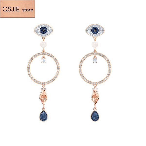 qsjie 1:1 swa new lucky element lady earrings charming fashion jewelry, Golden;silver
qsjie 1:1 swa new lucky element lady earrings charming fashion jewelry, Golden;silver
