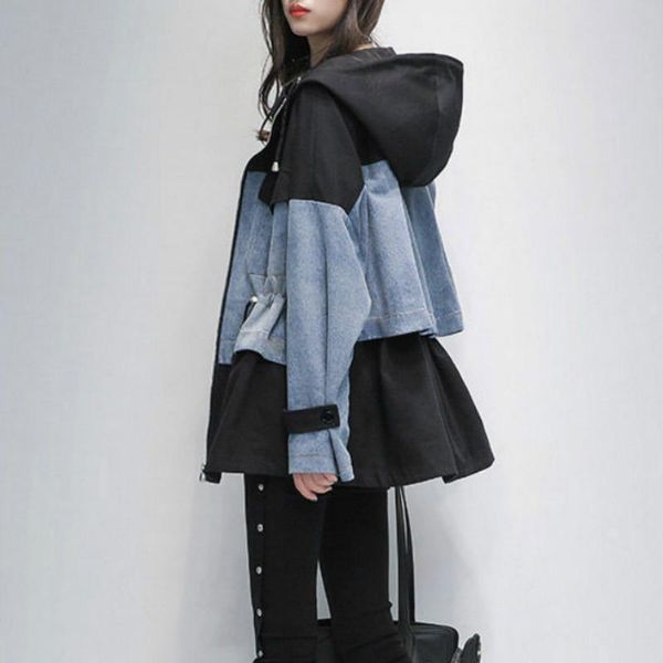 women's trench coats 2021 autumn winter hooded denim jackets sashes lace up outerwear high street fashionable blue patchwork long jeans, Tan;black
women's trench coats 2021 autumn winter hooded denim jackets sashes lace up outerwear high street fashionable blue patchwork long jeans, Tan;black