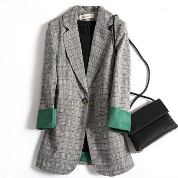 fashion autumn women plaid blazers and jackets work office lady suit slim business female blazer coat1, Black 
fashion autumn women plaid blazers and jackets work office lady suit slim business female blazer coat1, Black