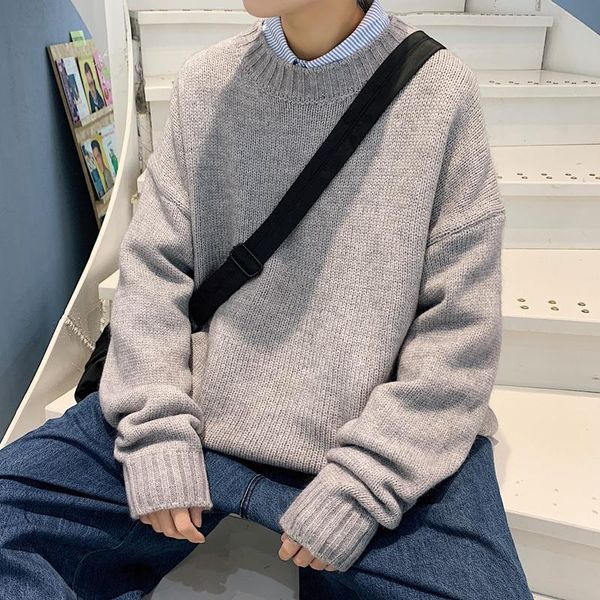 2020 new men's solid color round neck loose casual sweater, autumn and winter trend knitwear, lazy wind sweater, White;black
2020 new men's solid color round neck loose casual sweater, autumn and winter trend knitwear, lazy wind sweater, White;black