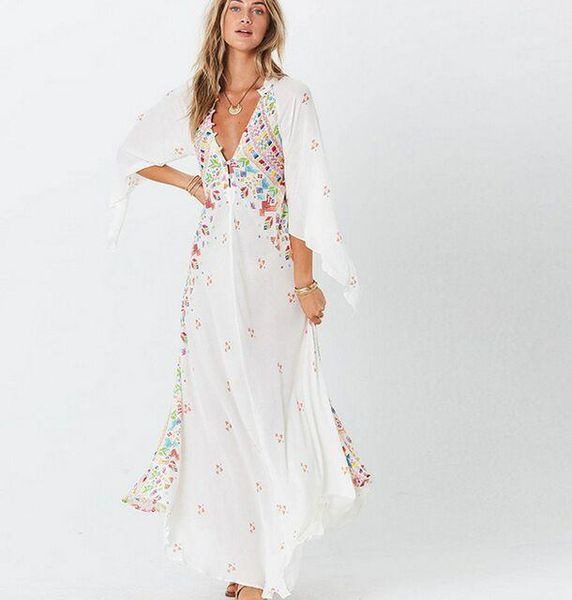 women's swimwear deep v neck beach dress sarongs cover-up bobe de plage pareo tunics bathing suit saida praia bikini cover up1, White;black
women's swimwear deep v neck beach dress sarongs cover-up bobe de plage pareo tunics bathing suit saida praia bikini cover up1, White;black