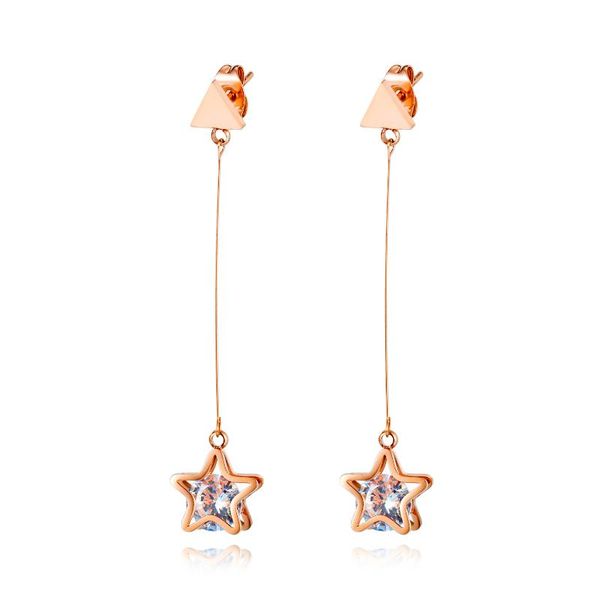 fashion stainless steel zirconia star pendants geometry hanging earrings for women rose gold long tassels jewelry drop earrings, Silver
fashion stainless steel zirconia star pendants geometry hanging earrings for women rose gold long tassels jewelry drop earrings, Silver