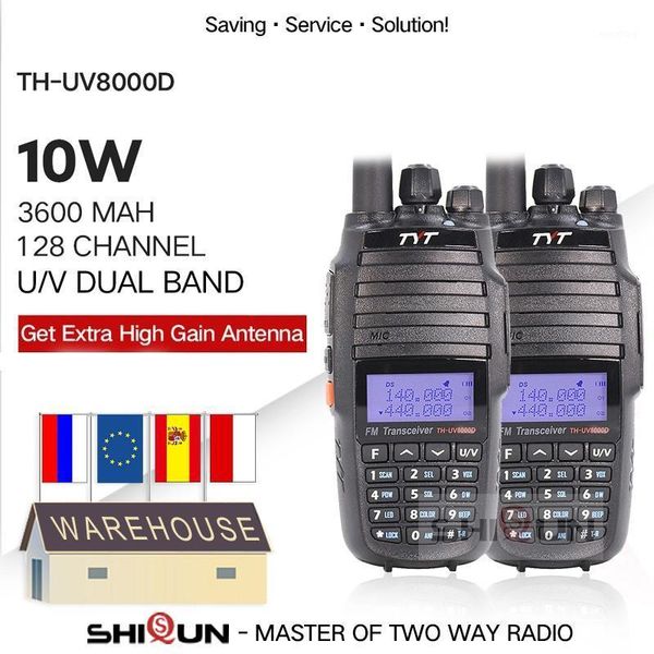 2pcs tyt th-uv8000d walkie talkie 10 km dual band vhf uhf 10w radio 10 km 3600mah cross-band function th uv800d 8000e1
2pcs tyt th-uv8000d walkie talkie 10 km dual band vhf uhf 10w radio 10 km 3600mah cross-band function th uv800d 8000e1
