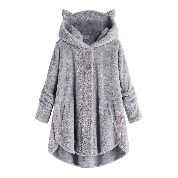 women fluffy coat loose hoodie sweatshirt solid winter kawaii cat ear hooded hoodie buttons fleece jackets tracksuit coat plus, Black
women fluffy coat loose hoodie sweatshirt solid winter kawaii cat ear hooded hoodie buttons fleece jackets tracksuit coat plus, Black