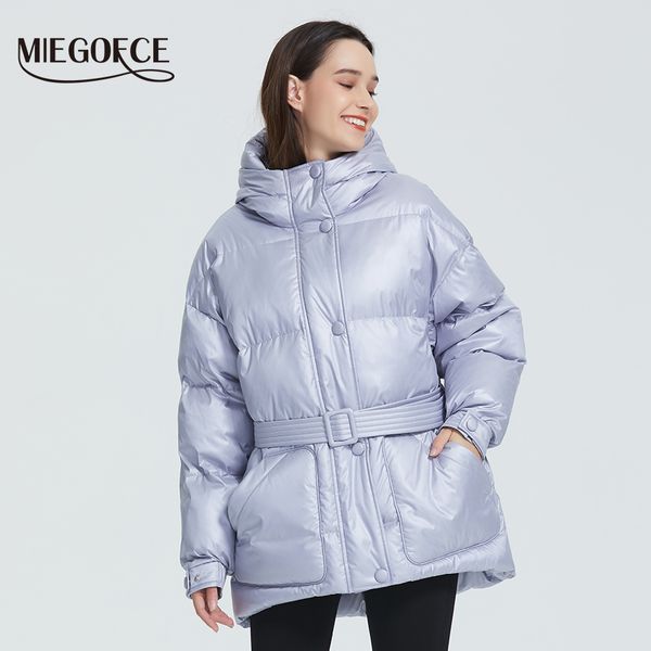 miegofce new winter women's jacket bright colors insulated puffy coat collar hooded parka loose cut with belt 201026, Black
miegofce new winter women's jacket bright colors insulated puffy coat collar hooded parka loose cut with belt 201026, Black