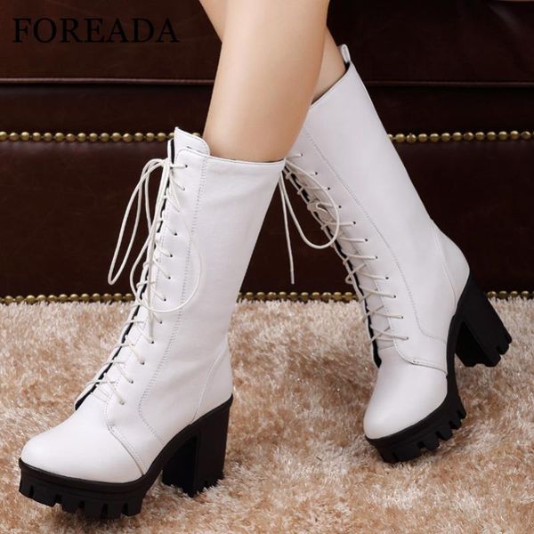 foreada platform super high heel woman boots lace up mid calf boots round toe block heel shoes female autumn winter white 34-43, Black
foreada platform super high heel woman boots lace up mid calf boots round toe block heel shoes female autumn winter white 34-43, Black
