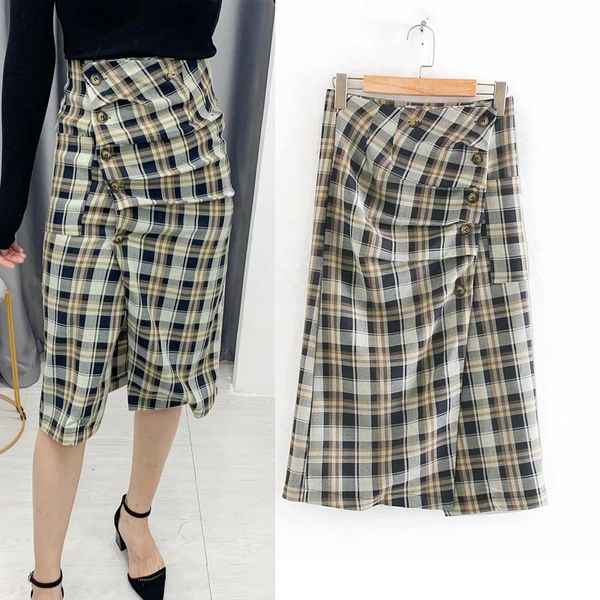 2021 new vintage plaid long womens ruched wrap high waist midi skirt woman fashion button office ladies skirts 820l, Black
2021 new vintage plaid long womens ruched wrap high waist midi skirt woman fashion button office ladies skirts 820l, Black