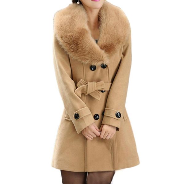 wool long sleeved loose belt warm outwear lapel wool winter thickened women's jacket black brown overcoat female coat ropa mujer, White
wool long sleeved loose belt warm outwear lapel wool winter thickened women's jacket black brown overcoat female coat ropa mujer, White