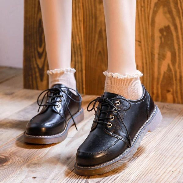 leather shoes heel round toe lace women retro brogue shoes student autumn oxford college student cosplay costume, Black
leather shoes heel round toe lace women retro brogue shoes student autumn oxford college student cosplay costume, Black
