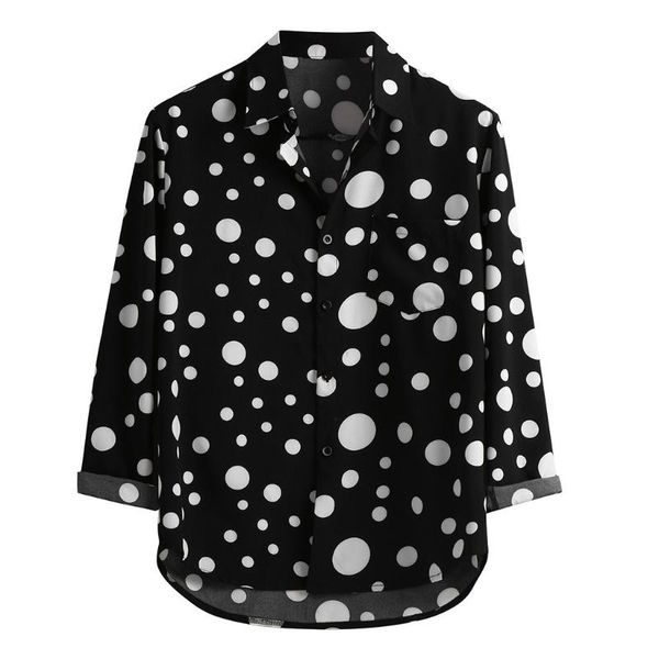 men's casual shirts camisa masculina fashion loose black long-sleeved polka dot printed shirt blouse 19july29 p30, White;black
men's casual shirts camisa masculina fashion loose black long-sleeved polka dot printed shirt blouse 19july29 p30, White;black