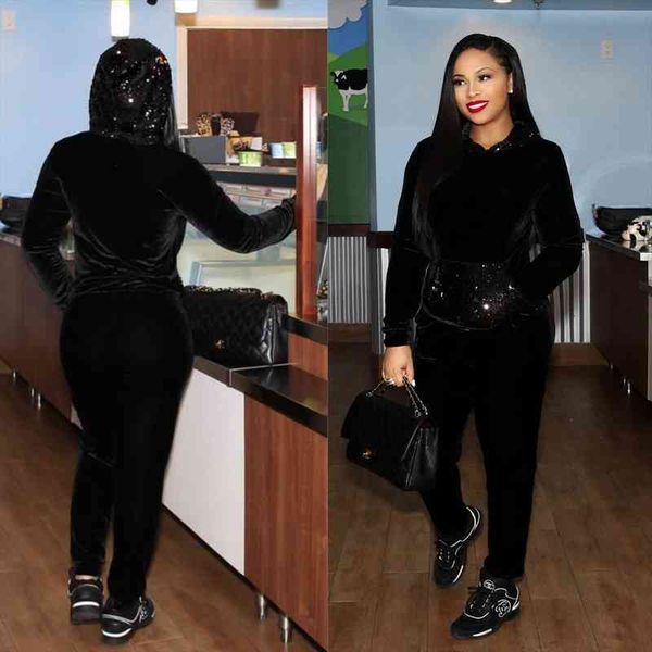 women long sleeve sequined winter autumn tracksuit sets elegant two pieces velvet casual outwear sets, Black;white
women long sleeve sequined winter autumn tracksuit sets elegant two pieces velvet casual outwear sets, Black;white