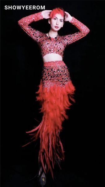 sparkly rhinestones feather red dress nightclub full stones long big tail dress costume prom birthday celebrate dresses, Black;red
sparkly rhinestones feather red dress nightclub full stones long big tail dress costume prom birthday celebrate dresses, Black;red