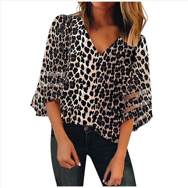 38 women blouse v neck leopard mesh panel blouse 3 4 bell sleeve casual loose white floral shirt chiffon
38 women blouse v neck leopard mesh panel blouse 3 4 bell sleeve casual loose white floral shirt chiffon