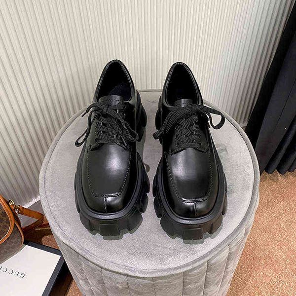 2022 new small leather shoes, female liu wen, the same british college style lace up single shoes, thick soled muffin leford shoes, Black
2022 new small leather shoes, female liu wen, the same british college style lace up single shoes, thick soled muffin leford shoes, Black