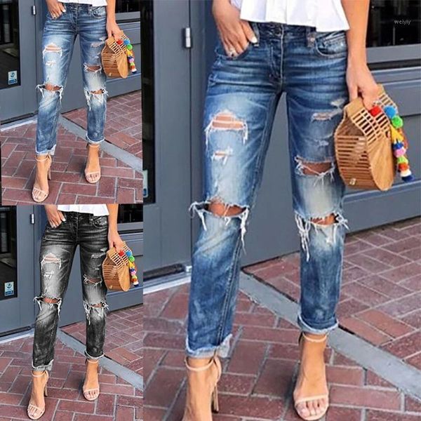 women casual jeans, autumn jeans washed ripped holes thin section of women jeans casual pants ripped1, Blue
women casual jeans, autumn jeans washed ripped holes thin section of women jeans casual pants ripped1, Blue