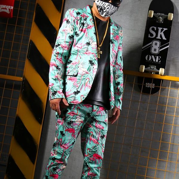 men's suits & blazers flamingos printing suit 5xl nightclub bar men singer mc stage costume go costumes male fashion personality leisur, White;black
men's suits & blazers flamingos printing suit 5xl nightclub bar men singer mc stage costume go costumes male fashion personality leisur, White;black