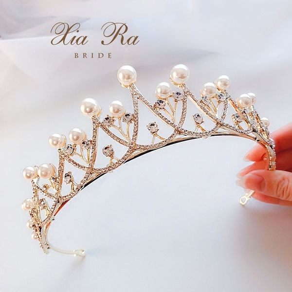 high grade light gold pearl diamond bridal crown headdress accessories champagne wedding dress children's headgear, Silver
high grade light gold pearl diamond bridal crown headdress accessories champagne wedding dress children's headgear, Silver
