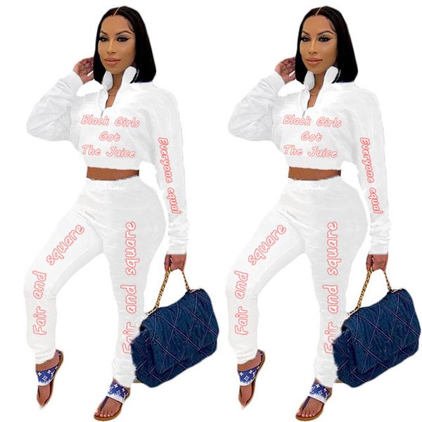 fashion letter women pants set casual zip neck long sleeve crop 2 piece set new women designer clothes, White
fashion letter women pants set casual zip neck long sleeve crop 2 piece set new women designer clothes, White