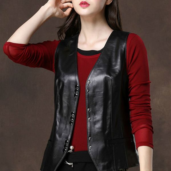 2021 new spring plutonium leather v single collar breasted women sleeveless vest plus size 5xl y196 ryhc, Black
2021 new spring plutonium leather v single collar breasted women sleeveless vest plus size 5xl y196 ryhc, Black