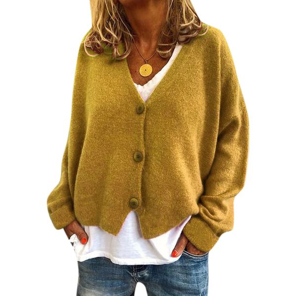fall women sweater coat button v neck loose sweater coat knitted female long sleeve single breasted knitwear winter coat, White;black
fall women sweater coat button v neck loose sweater coat knitted female long sleeve single breasted knitwear winter coat, White;black