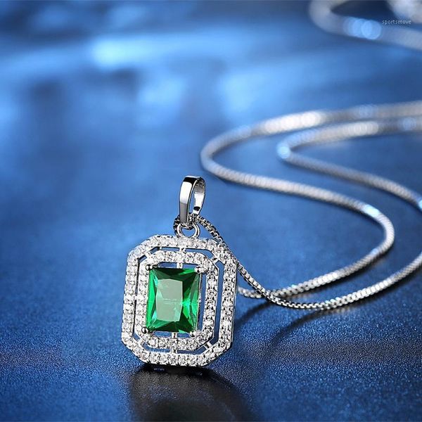 pendant necklaces european and american fashion green rectangular necklace woman exaggerated square banquet gift1, Silver 
pendant necklaces european and american fashion green rectangular necklace woman exaggerated square banquet gift1, Silver