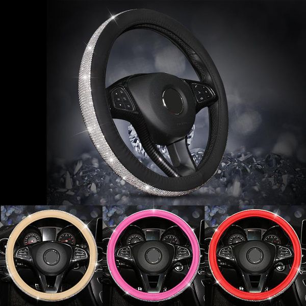 luxury diamond crystal rhinestone car leather steering wheel covers cap auto car interior accessories for women girls
luxury diamond crystal rhinestone car leather steering wheel covers cap auto car interior accessories for women girls