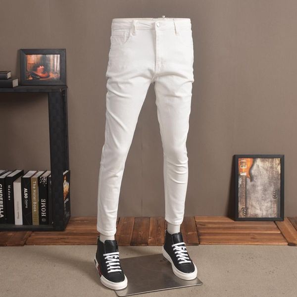 men's jeans white men summer thin stretch cotton denim slim fit ankle-length pants, Blue
men's jeans white men summer thin stretch cotton denim slim fit ankle-length pants, Blue