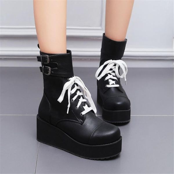 pxelena rock punk gothic boots women shoes platform creepers wedge high heels boots lace up motorcyle ankle ladies, Black
pxelena rock punk gothic boots women shoes platform creepers wedge high heels boots lace up motorcyle ankle ladies, Black