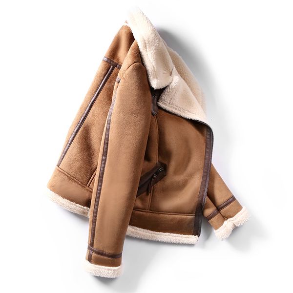 women faux sheepskin shearling coat new warm suede jacket motorcycle lamb fur coats brown leather jacket as30100, Black
women faux sheepskin shearling coat new warm suede jacket motorcycle lamb fur coats brown leather jacket as30100, Black