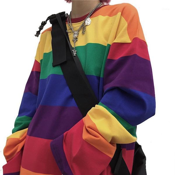 women's t-shirt rainbow striped women t shirts harajuku fashion female long sleeves oversize woman tshirt o-neck casual t-shirts1, White
women's t-shirt rainbow striped women t shirts harajuku fashion female long sleeves oversize woman tshirt o-neck casual t-shirts1, White