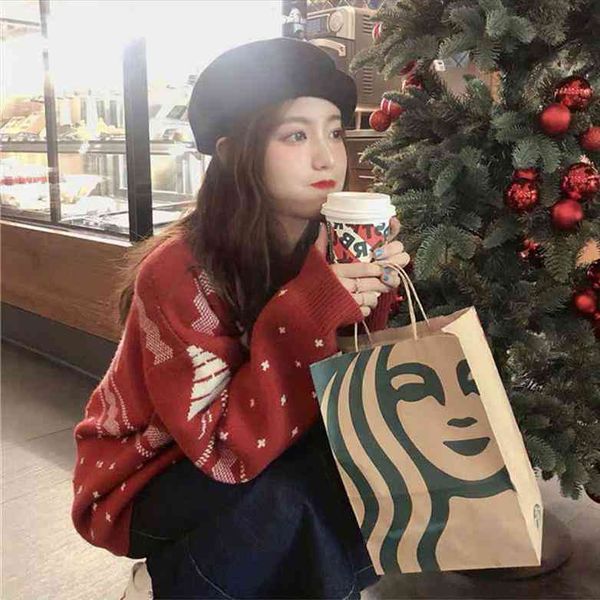 little dear christmas red sweater for women loose pullover woman sweaters femme chandails pull hiver, White;black
little dear christmas red sweater for women loose pullover woman sweaters femme chandails pull hiver, White;black