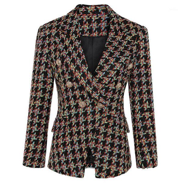 women's suits & blazers est fashion 2021 runway designer women's long sleeve lion buttons houndstooth woolen tweed jacket, White;black
women's suits & blazers est fashion 2021 runway designer women's long sleeve lion buttons houndstooth woolen tweed jacket, White;black