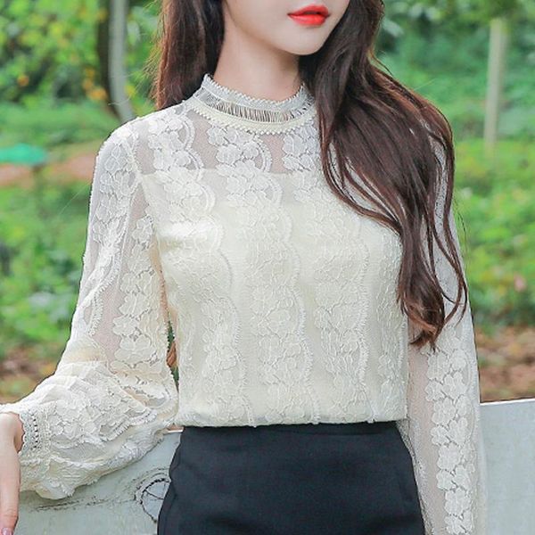 women's blouses & shirts blouse women blusas mujer de moda 2021 long sleeve hollow lace shirt stand collar female d507, White
women's blouses & shirts blouse women blusas mujer de moda 2021 long sleeve hollow lace shirt stand collar female d507, White